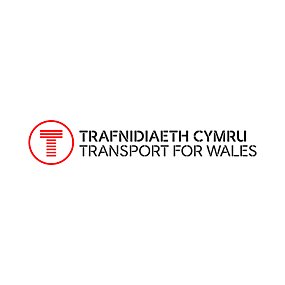 A red 'T' in a red circle with the words 'Trafnidiaeth Cymru Transport for Wales'