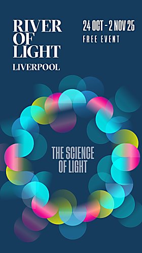 A navy asset that has white text which says 'River of Light Liverpool' with text beside it saying '24 Oct - 2 Nov 25'.