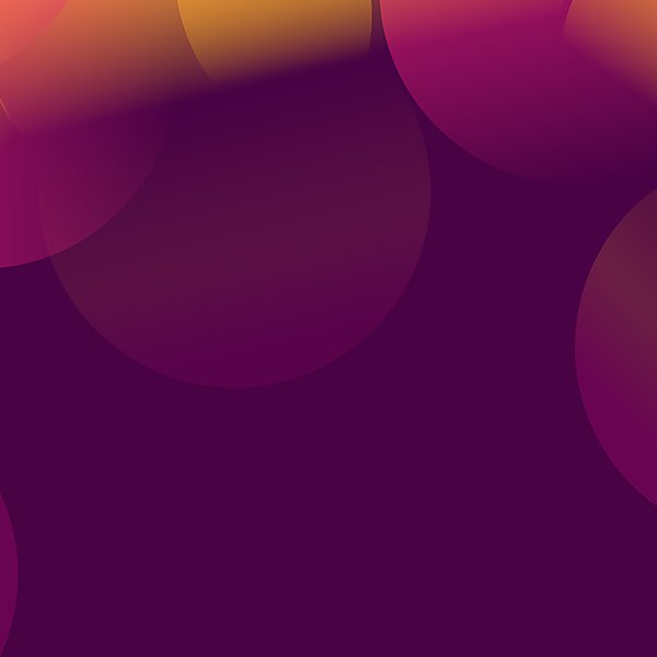 A purple background with orange and pink circles.