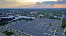 North main parking lot, View from Pine overhead.