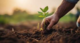 AdobeStock_627846395 - Farmer's Hands Planting Seedling