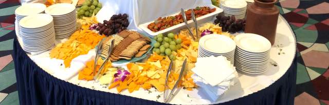 A cheese and cracker food display