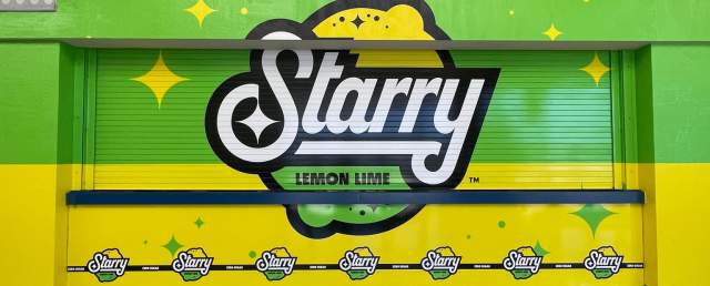 Concession stand wrapped with the starry lemon lime brand.