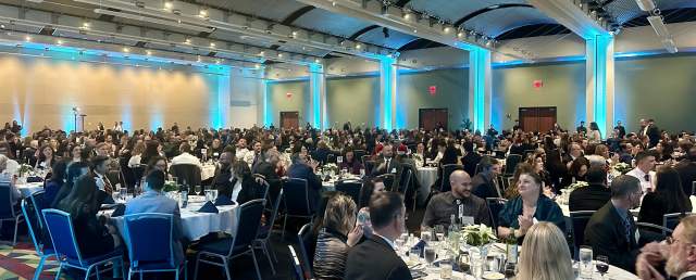 DCU Center Grand Ballroom in Convention Center filled with guests