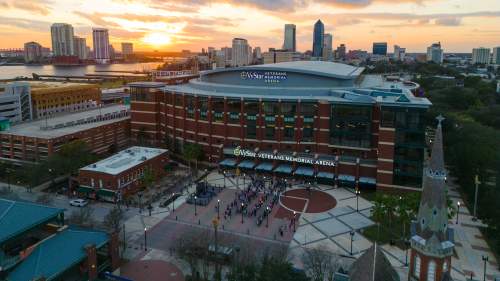 VyStar Veterans Memorial Arena exterior aerial