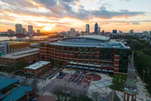 VyStar Veterans Memorial Arena exterior aerial