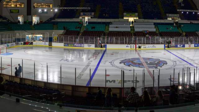 Panorama view of the hockey ice rink