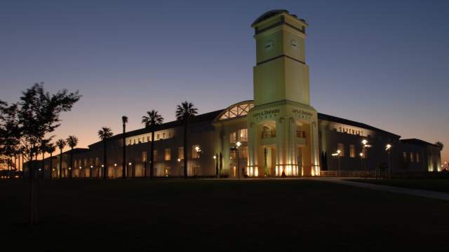 Save Mart Center exterior shot during dusk