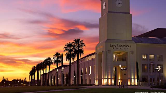 Save Mart Center exterior shot during sunset