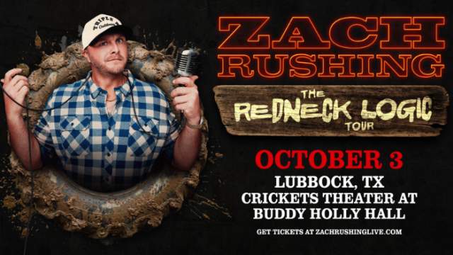 Zach Rushing: The Redbeck Logic Tour, October 3rd, 2026, at Crickets Theater at The Buddy Holly Hall in Lubbock, Texas.