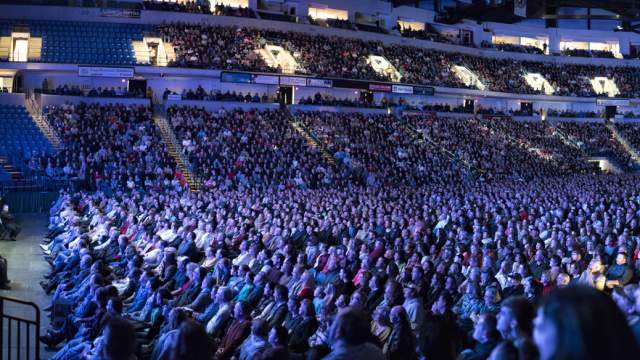 Audience attending a concert at the Mohegan Arena