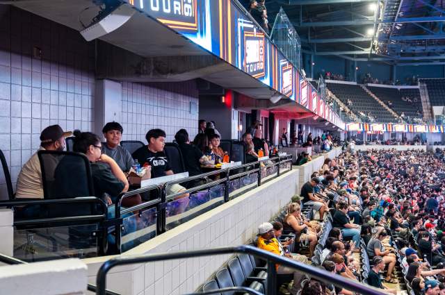 Fans in the club tables at Dignity Health Arena