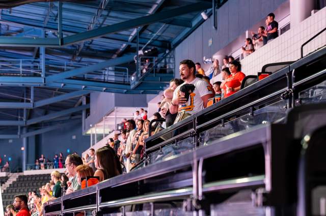Crowd in the executive tables at Dignity Health Arena
