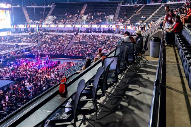 Close up of the seats at the executive tables