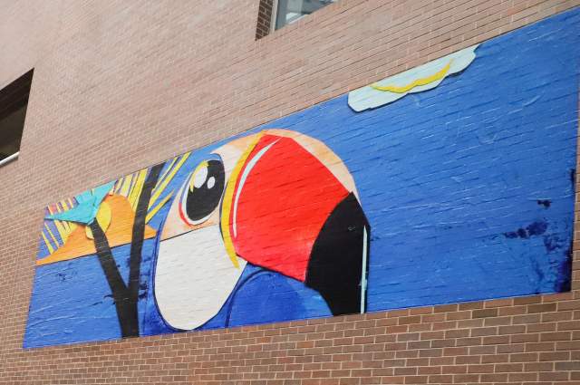 Jungle Dusk by Jack Couri - Collage toucan with blue background