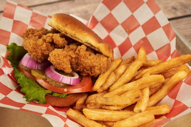 Indulge in our crispy sandwich, where every bite is a symphony of textures and flavors.