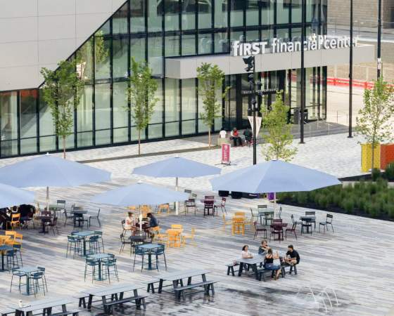 Aerial Plaza Fountains