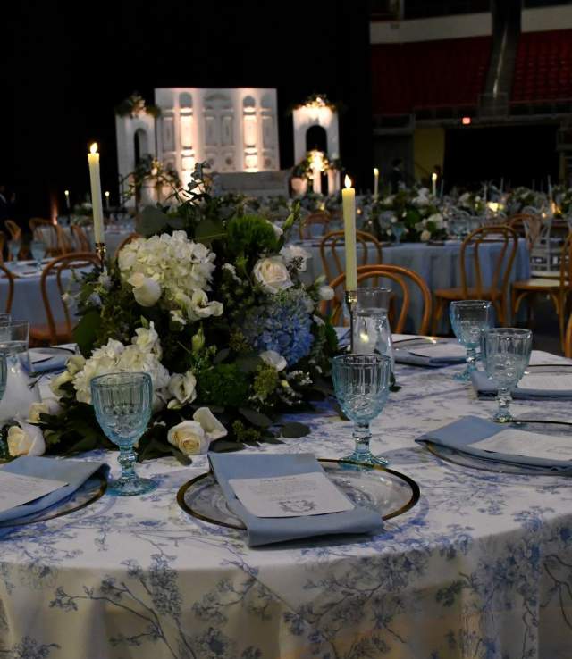 Decorated table for wedding reception