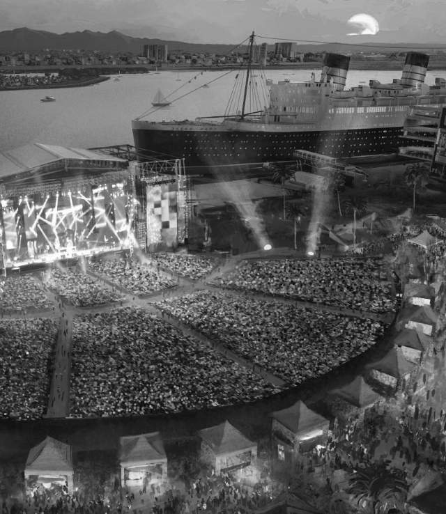 Long Beach Amp rendering black & white