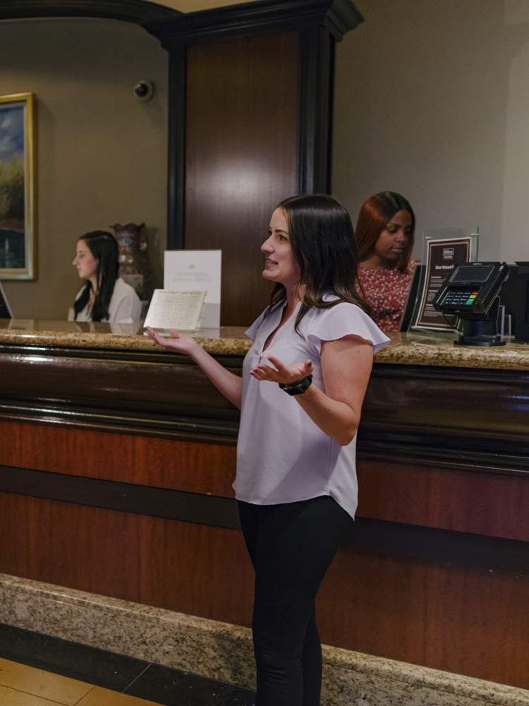 Meeting planner at the Amway Grand Plaza hotel room and Rendezvous.