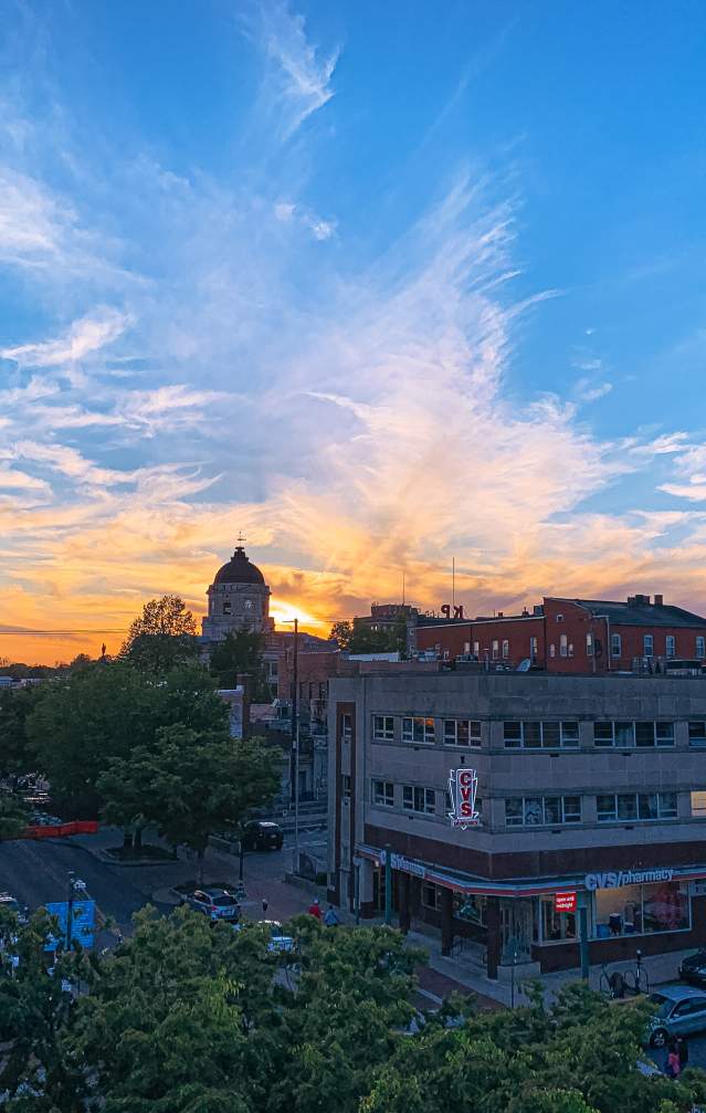 Sunset over downtown from Graduate Hotel