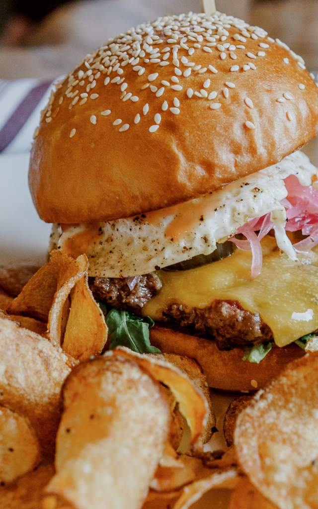 Burger at Junk Ditch Brewing