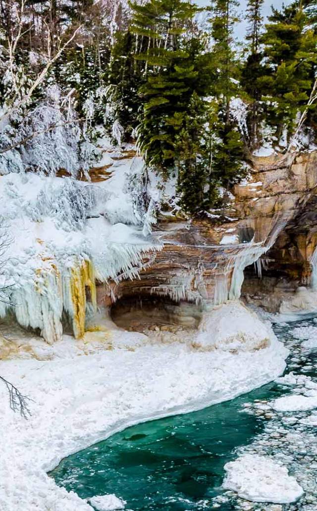 Winter at Pictured Rocks National Lakeshore, located in the Upper Peninsula of Michigan