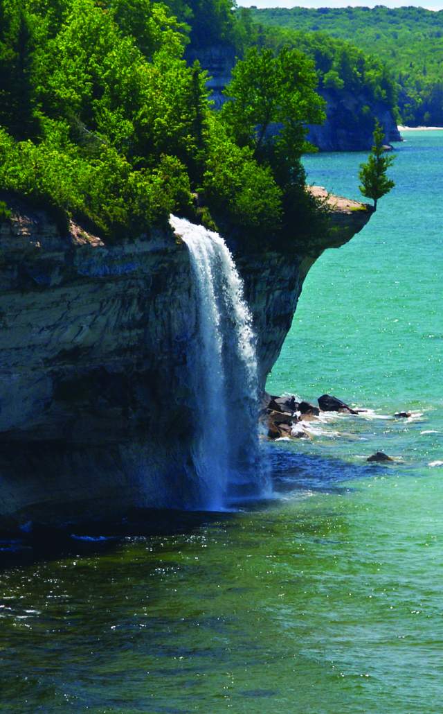 Spray Falls located at Pictured Rocks National Lakeshore in Michigan's Upper Peninsula, USA