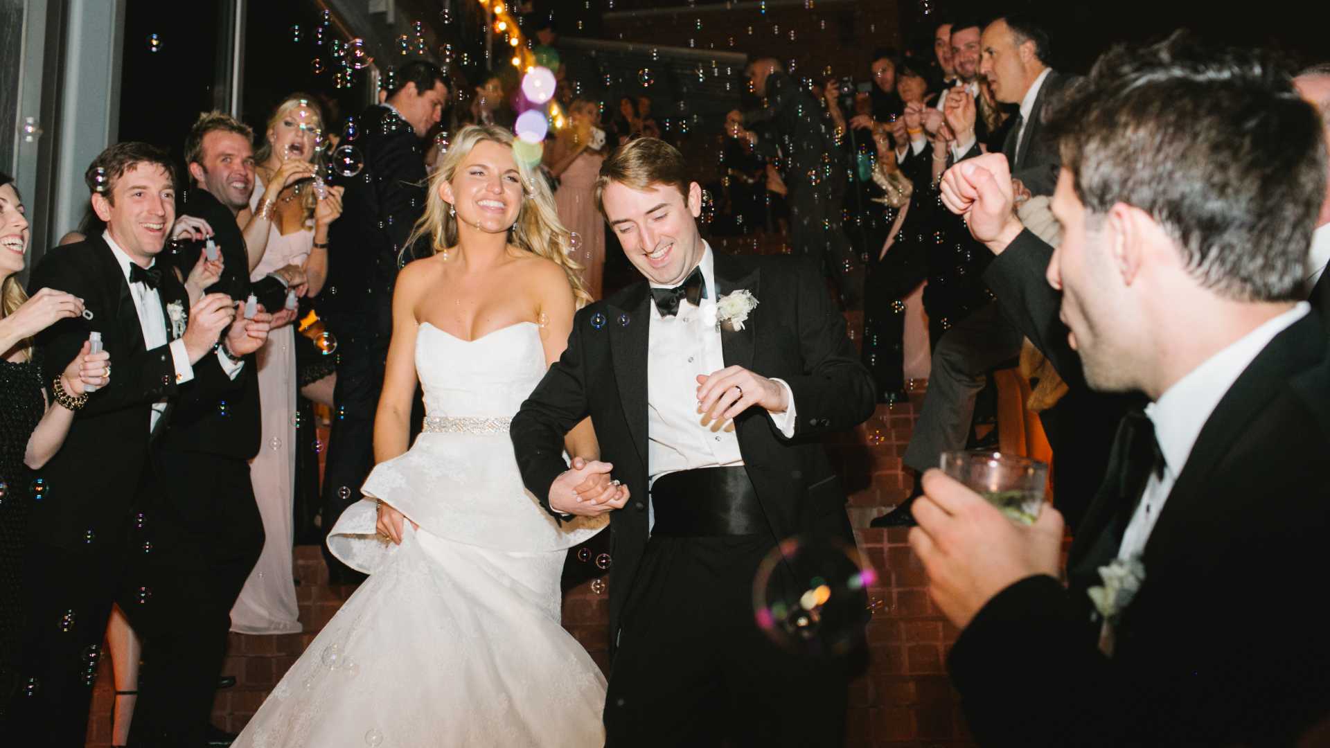 Black tie wedding sendoff