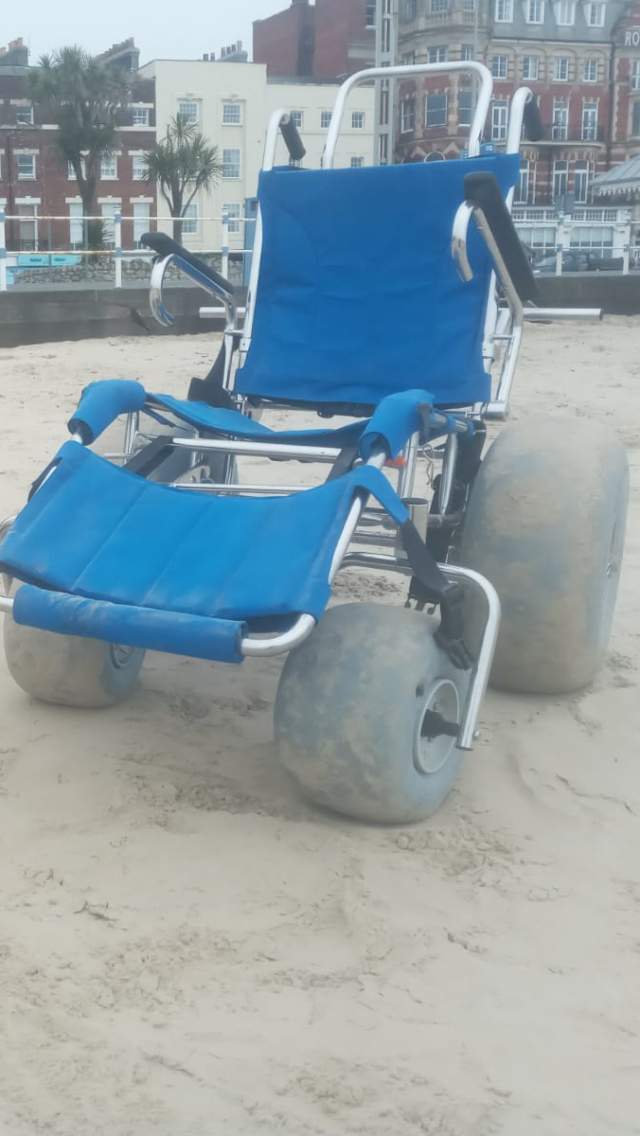 Beach wheelchair hire at Weymouth Beach in Dorset
