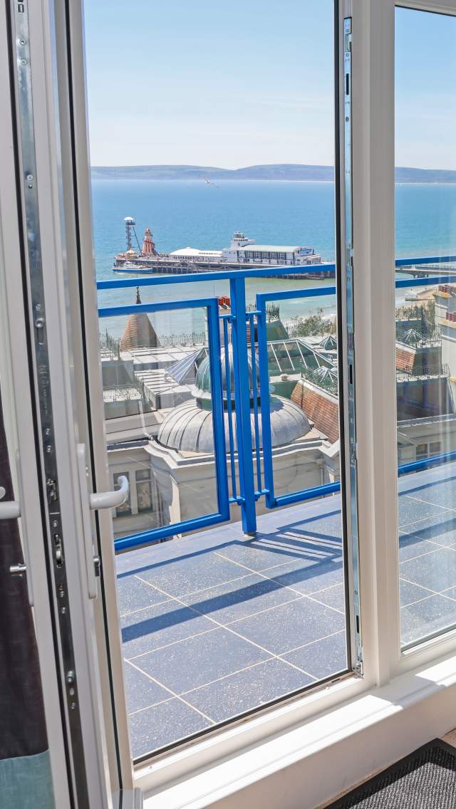Seaview room with balcony at Marsham Court Hotel in Bournemouth, Dorset
