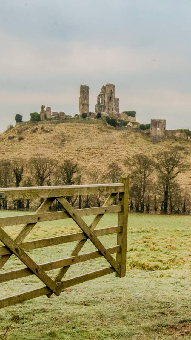 View towards the ruins of Corfe Castle in Dorset during winter. Photo credit Richard Murgatroyd