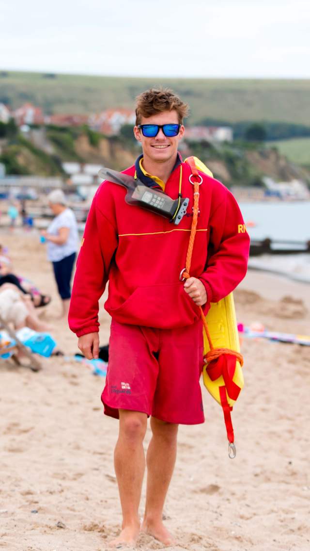 Lifeguard on Swanage Beach in Dorset