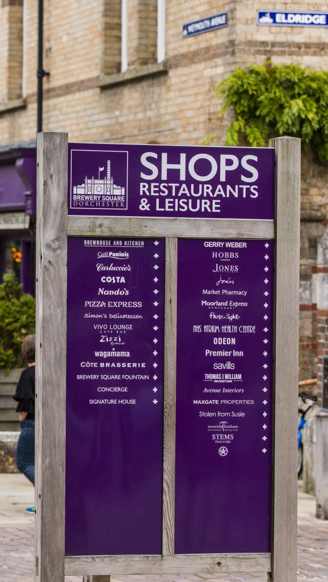 Signage at Brewery Square in Dorchester