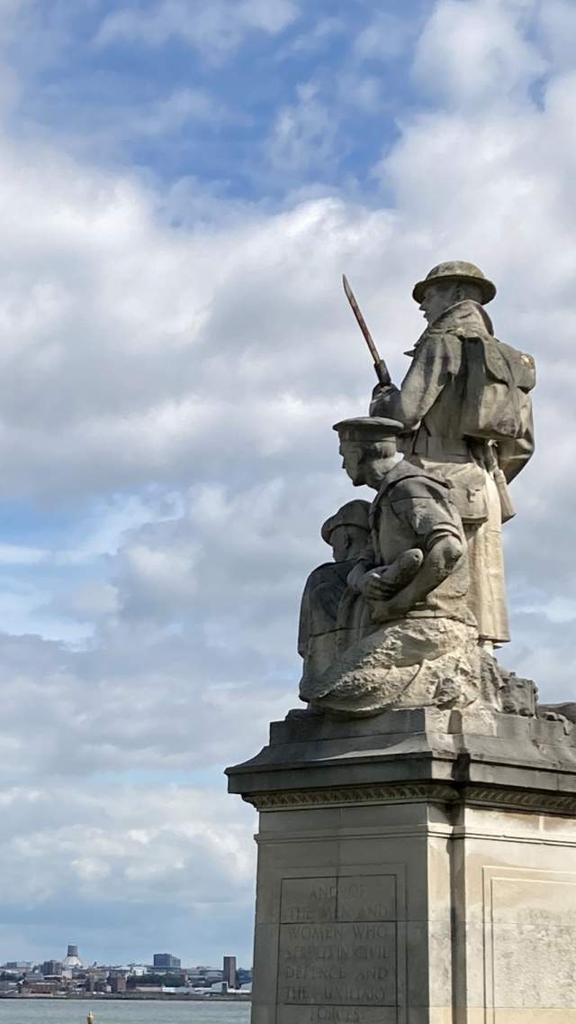War memorial in New Brighton, looking out across the River Mersey