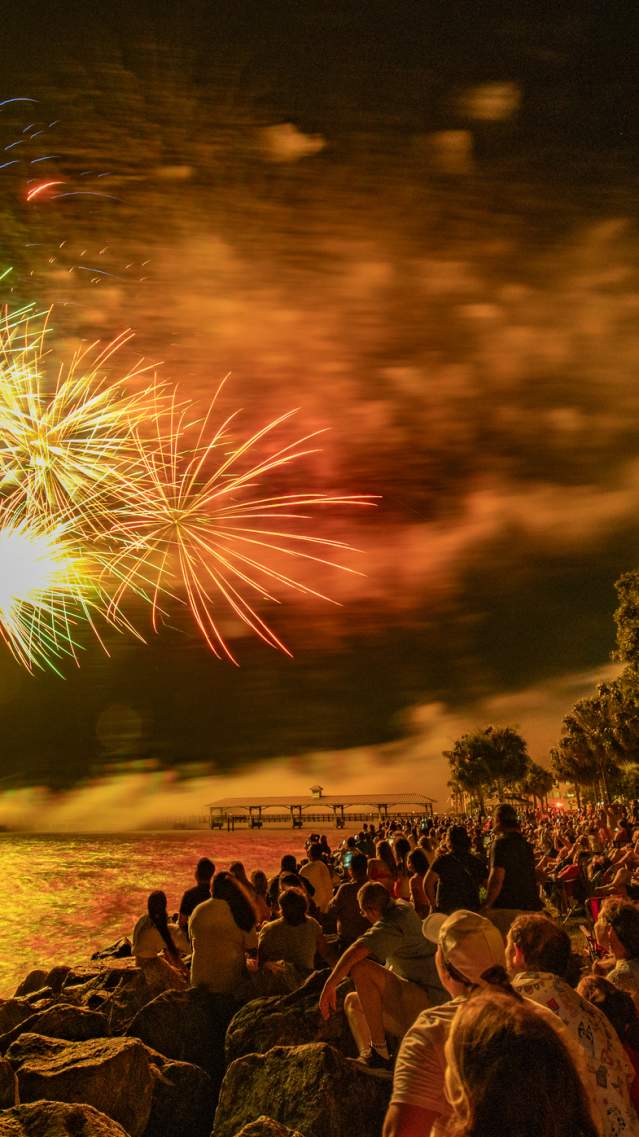 St. Simons Pier Fireworks Crowd