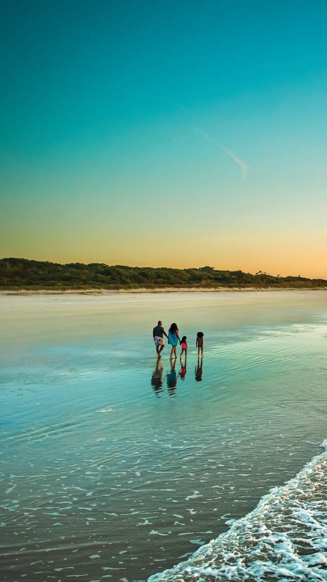 Family on East Beach on St. Simons Island