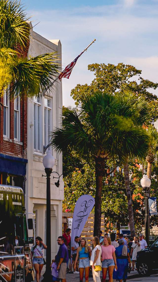 Colorful Street In Historic Downtown Brunswick, GA