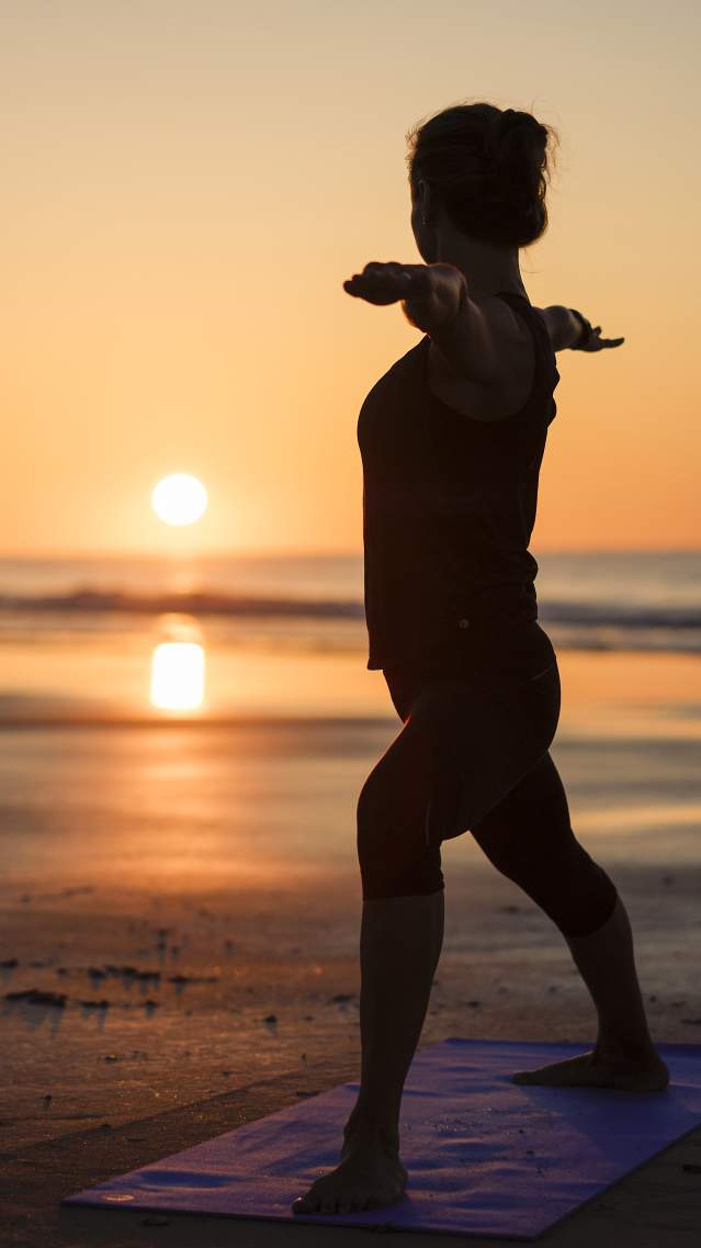 Yoga on the beach in the Golden Isles