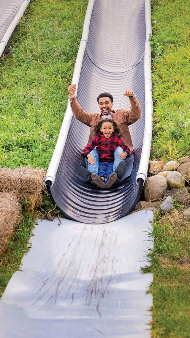 Dad and son at Ramseyer Farms