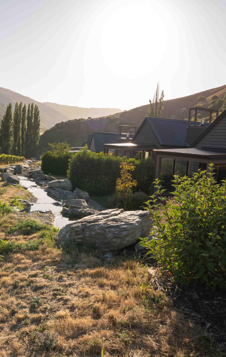 Villa's surrounded by a vineyard and mountains