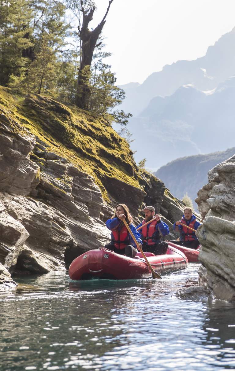 Funyak through gorges in Glenorchy with Dart River Adventures