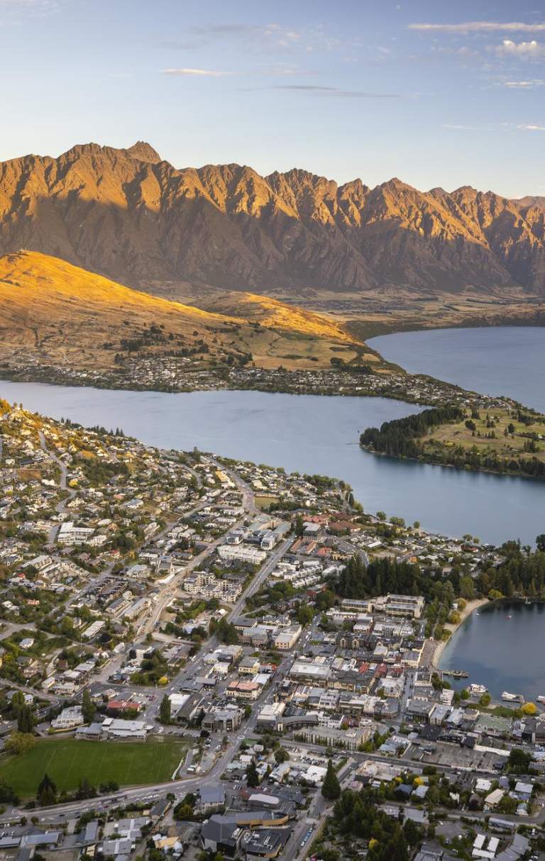 Aerial shot overlooking Queenstown