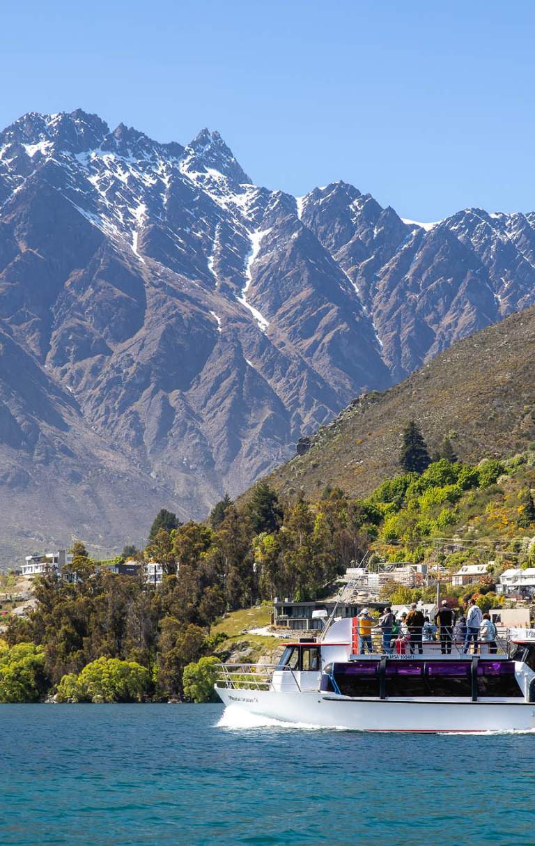 Million Dollar Cruise on Lake Whakatipu with The Remarkables in the background