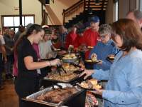 group at a buffet meal