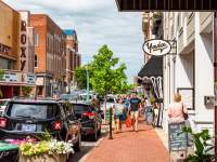 shoppers on a downtown street
