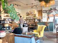 man in an urban coffee shop