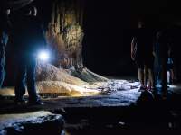 Tour group inside Dunbar Cave
