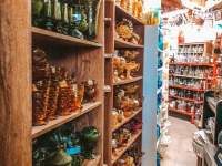 glassware on shelf