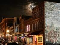 downtown streetscape at night